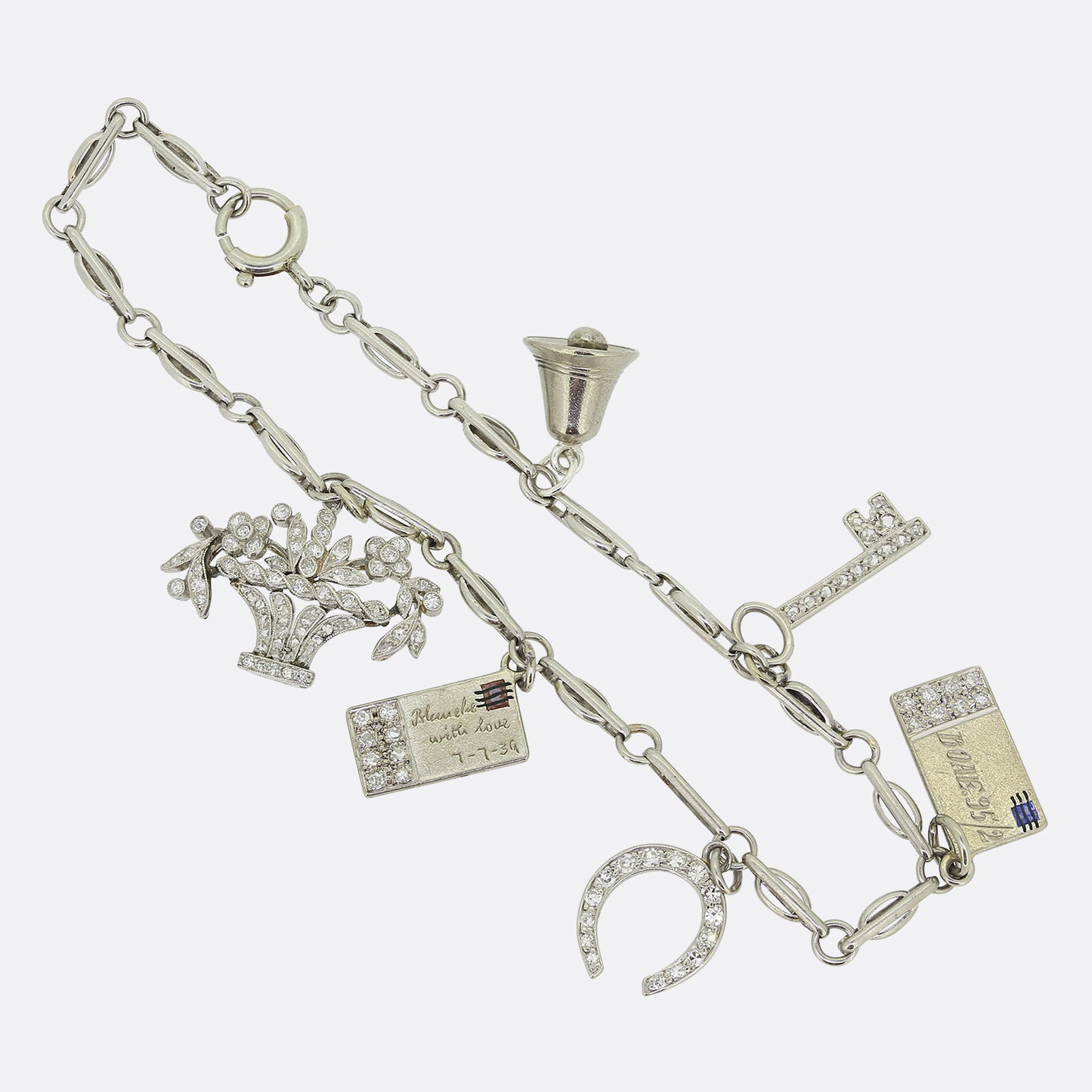 Art Deco Diamond Charm Bracelet