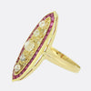 Edwardian Ruby and Old Cut Diamond Navette Ring