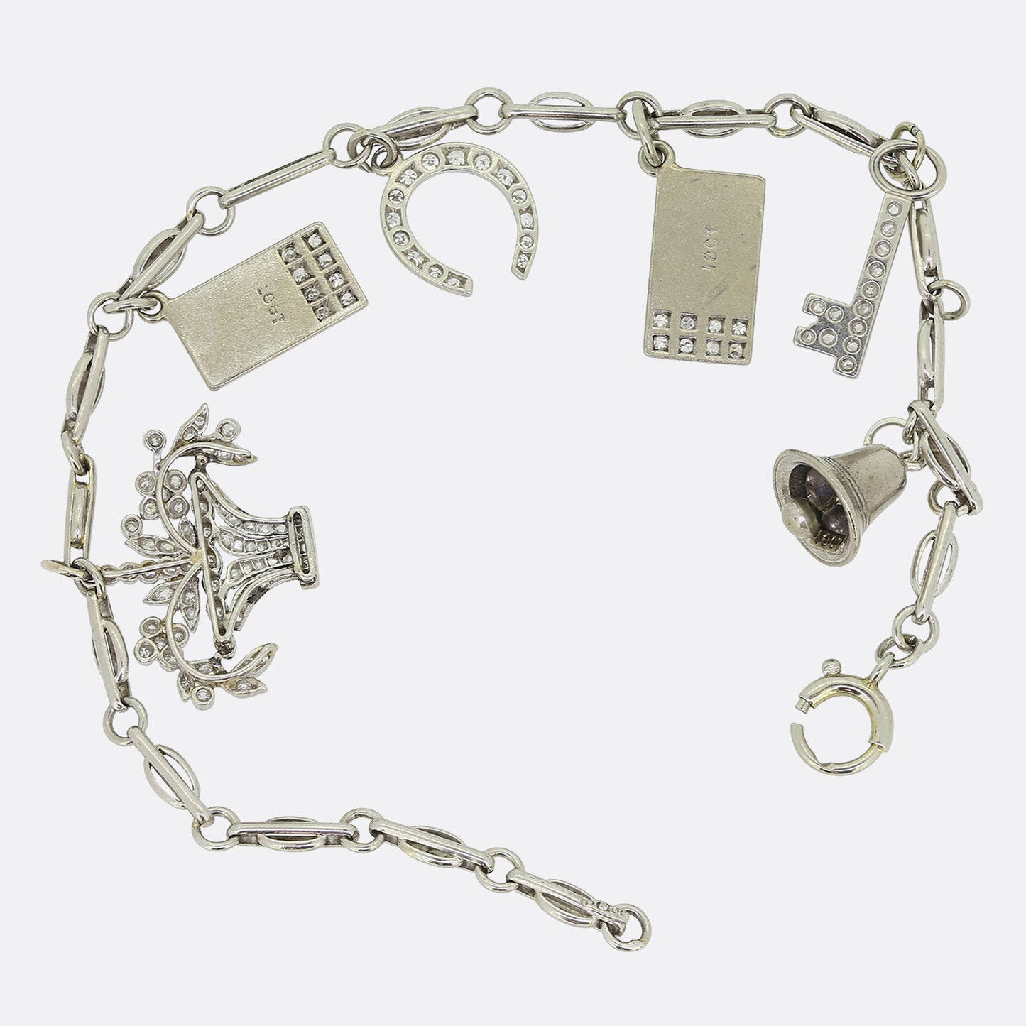 Art Deco Diamond Charm Bracelet