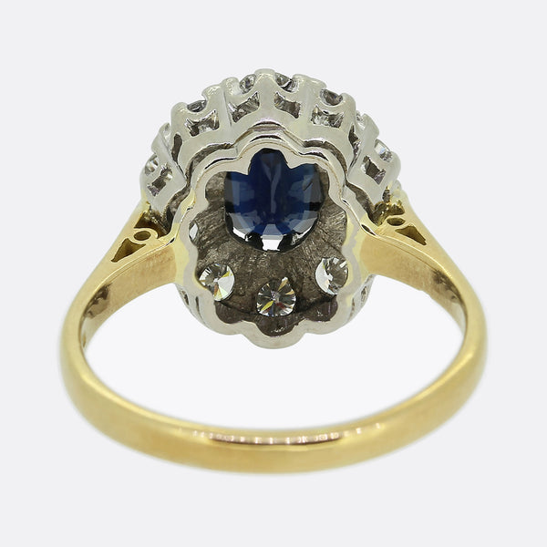 Vintage Sapphire and Diamond Cluster Ring