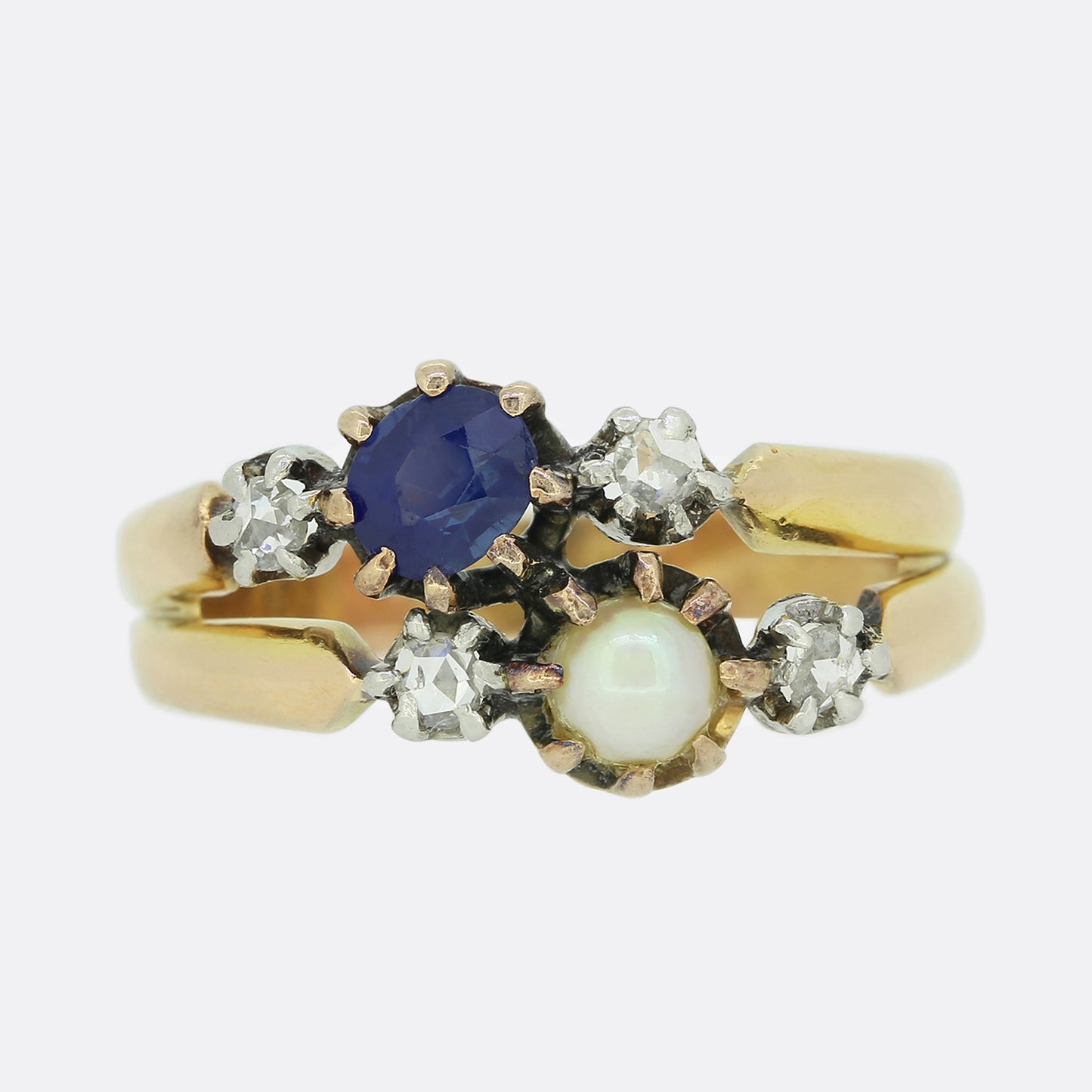 Victorian Sapphire, Pearl and Diamond Ring