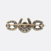 Edwardian 5.50 Carat Diamond and Pearl Horseshoe Brooch