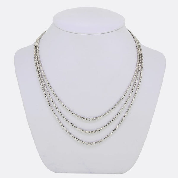 7.95 Carat Diamond Triple Layered Tennis Necklace