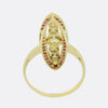 Edwardian Ruby and Old Cut Diamond Navette Ring
