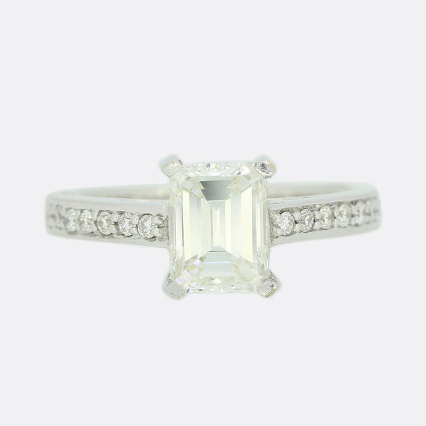 1.60 Carat Emerald Cut Diamond Solitaire Engagement Ring