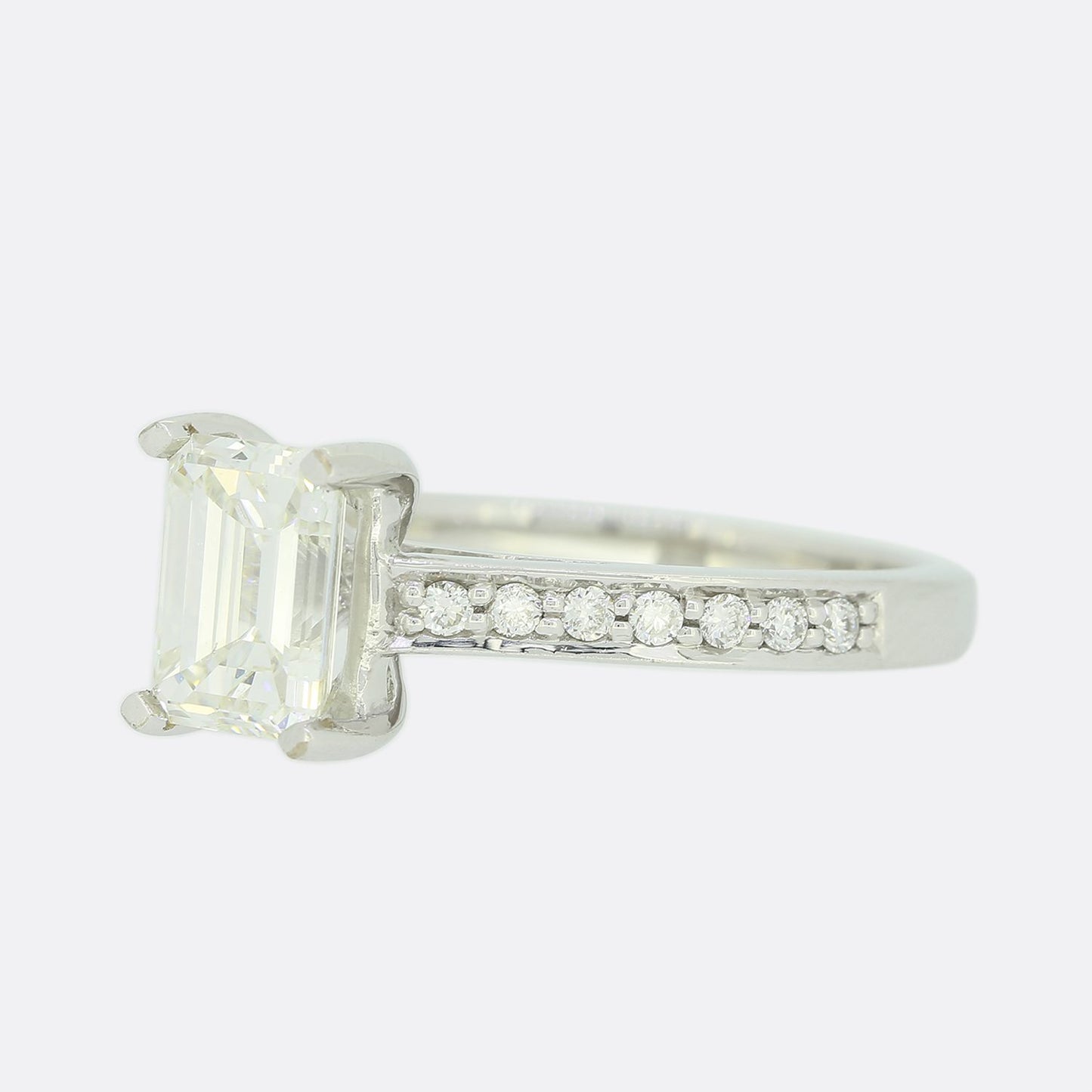 1.60 Carat Emerald Cut Diamond Solitaire Engagement Ring