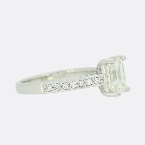 1.60 Carat Emerald Cut Diamond Solitaire Engagement Ring