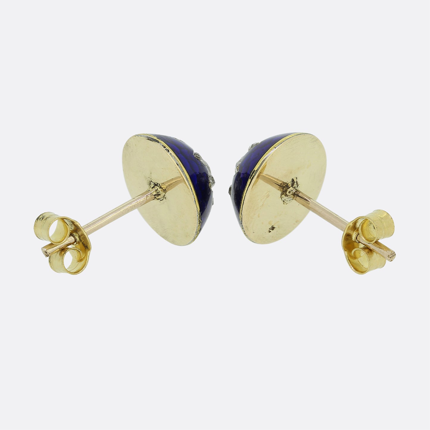 Victorian Enamel and Diamond Cluster Earrings