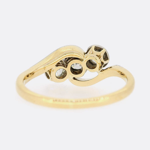 0.25 Carat Three-Stone Old Cut Diamond Twist Ring