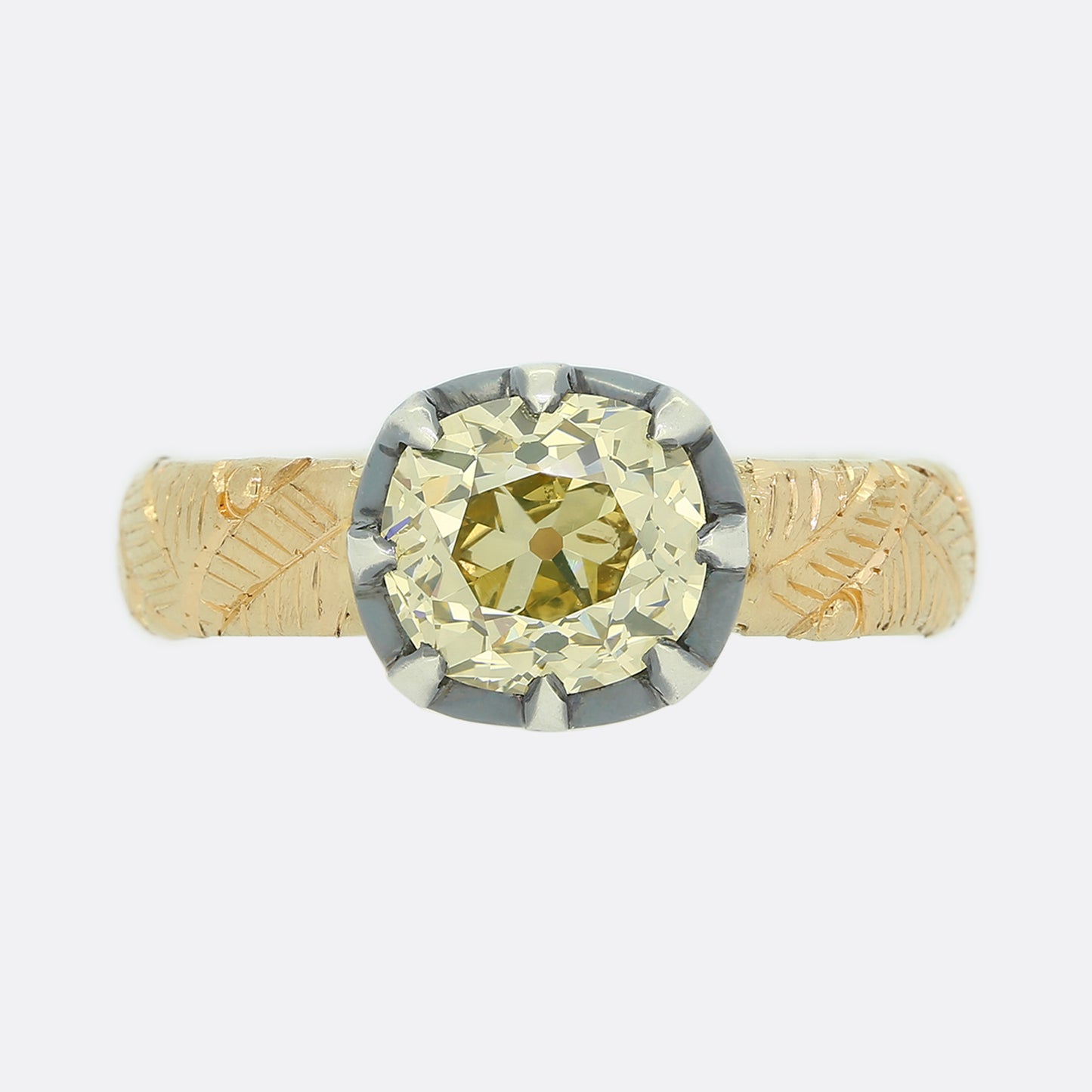 1.71 Carat Georgian Style Old Cushion Cut Diamond Ring