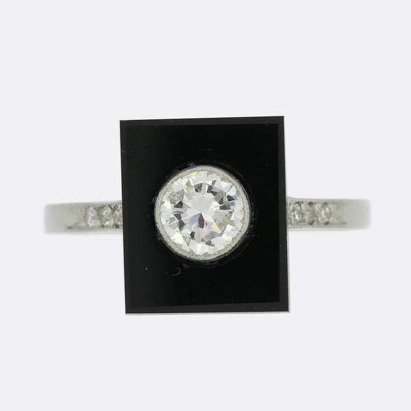Art Deco Style Diamond and Onyx Ring