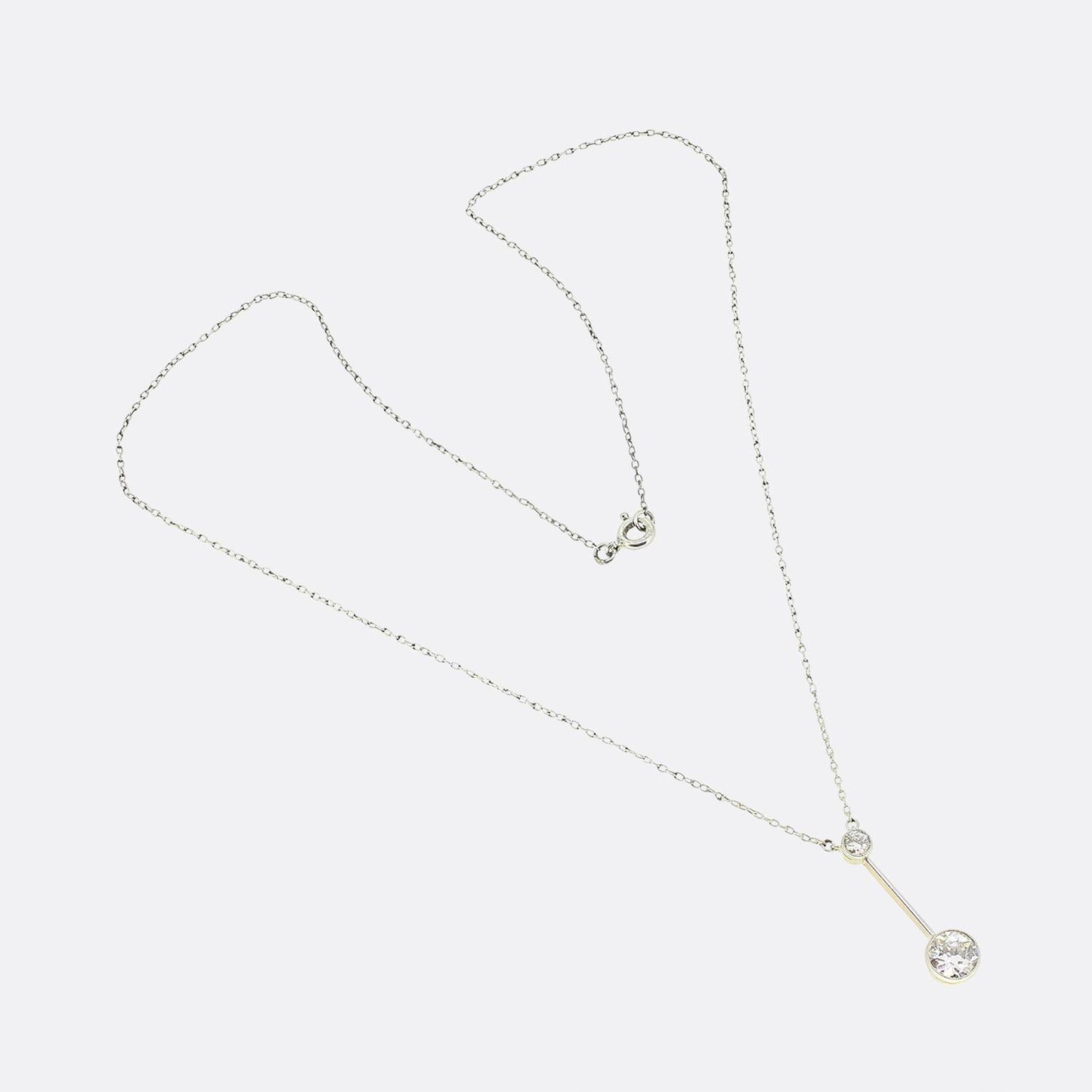 Edwardian Diamond Drop Pendant Necklace