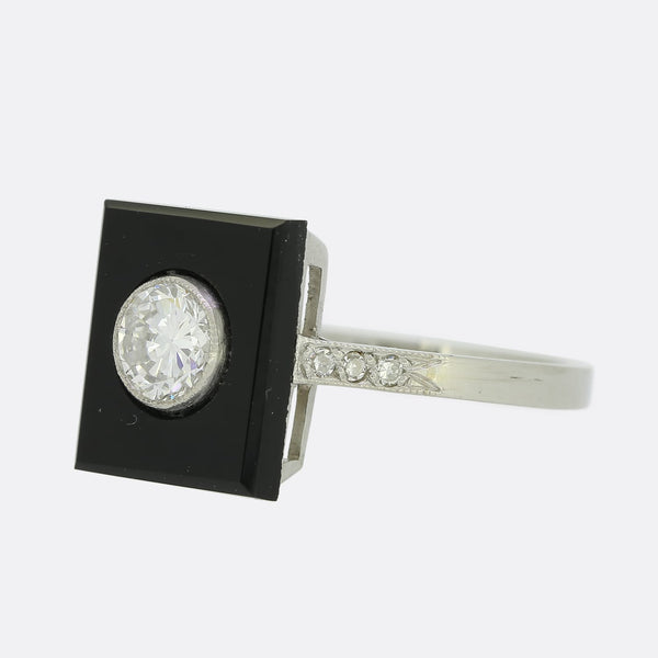 Art Deco Style Diamond and Onyx Ring