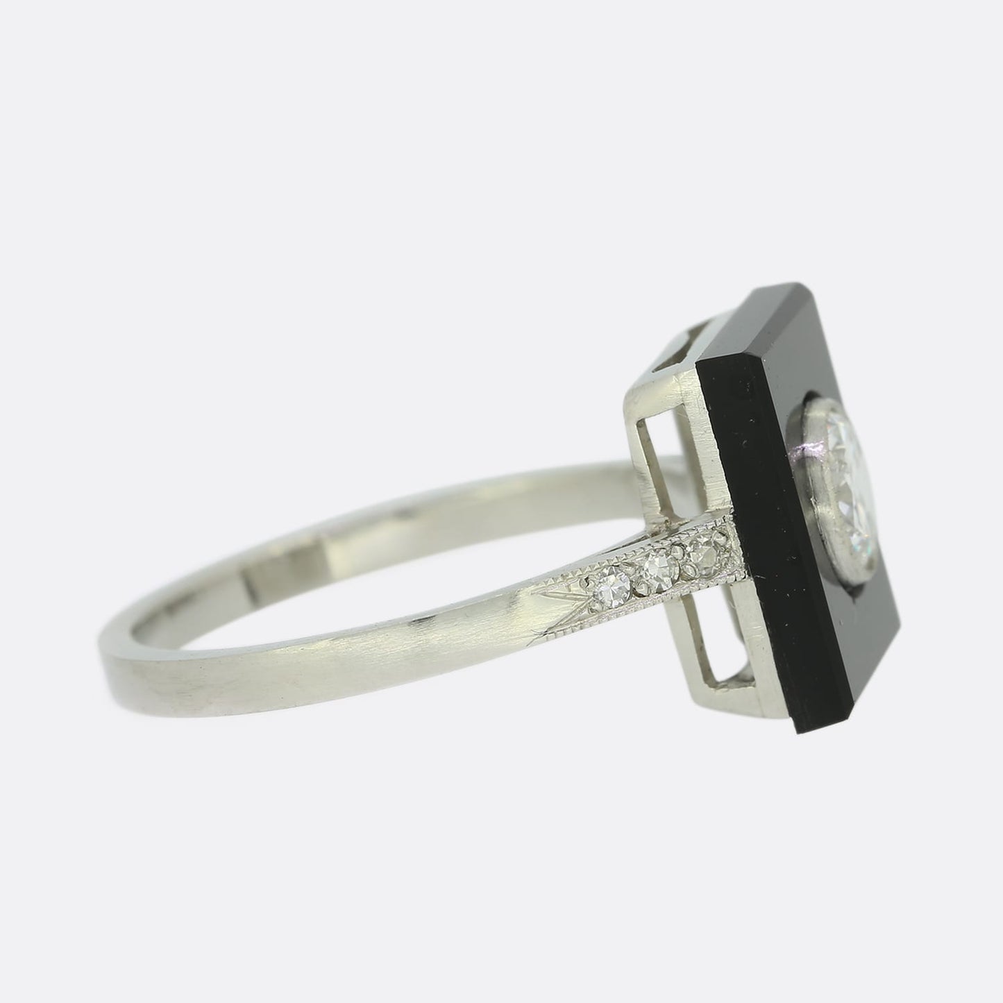 Art Deco Style Diamond and Onyx Ring