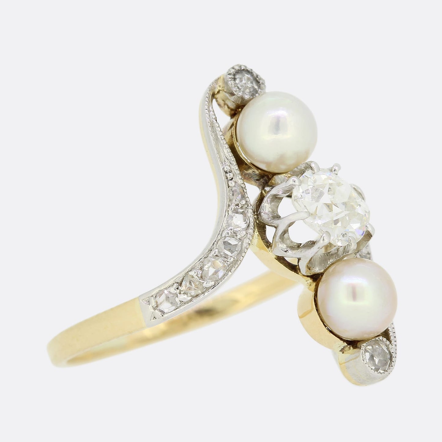 Belle Époque Diamond and Pearl Crossover Ring