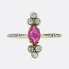 Victorian Burmese Ruby and Diamond Navette Ring
