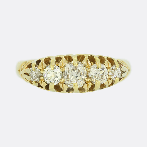 Victorian Five Stone 0.80 Carat Diamond Ring