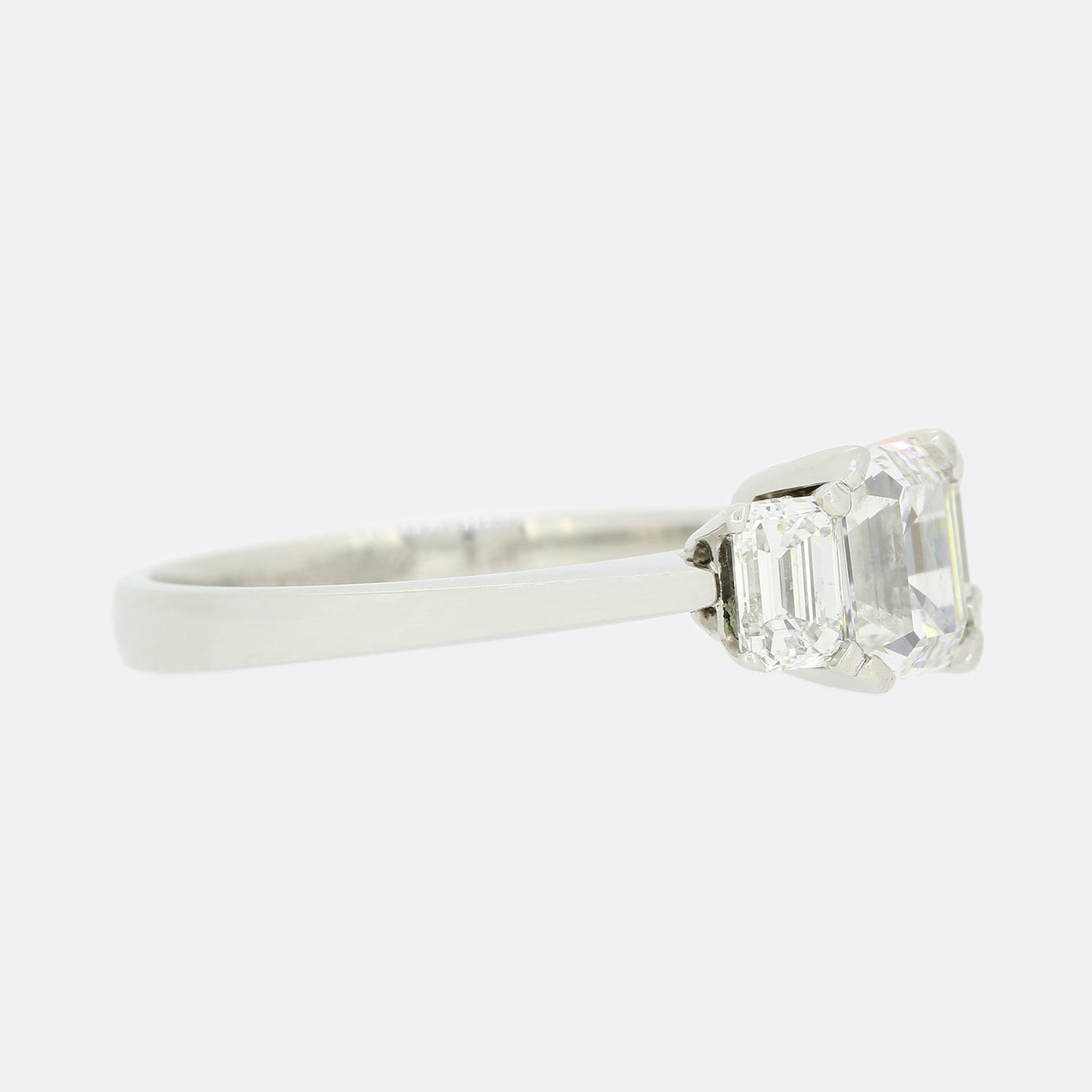 1.50 Carat Emerald Cut Diamond Three Stone Engagement Ring