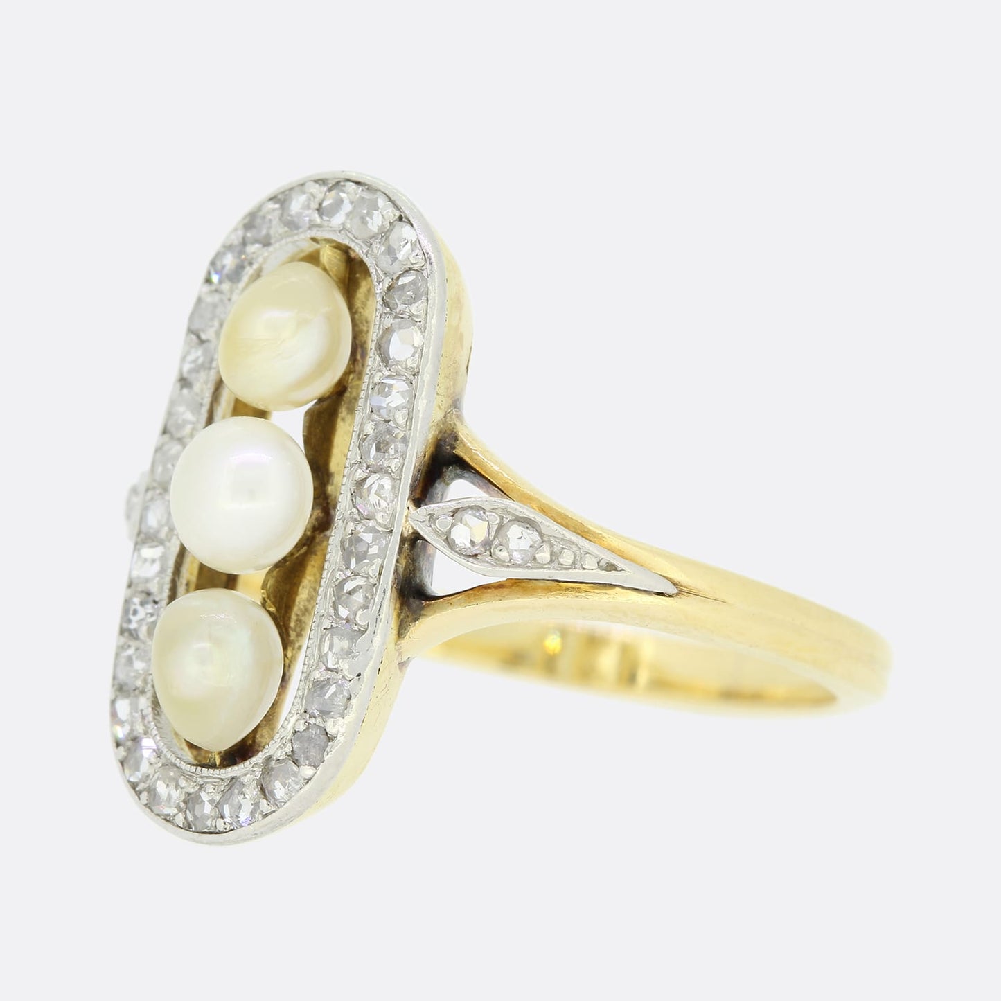 Edwardian Pearl and Diamond Tablet Ring
