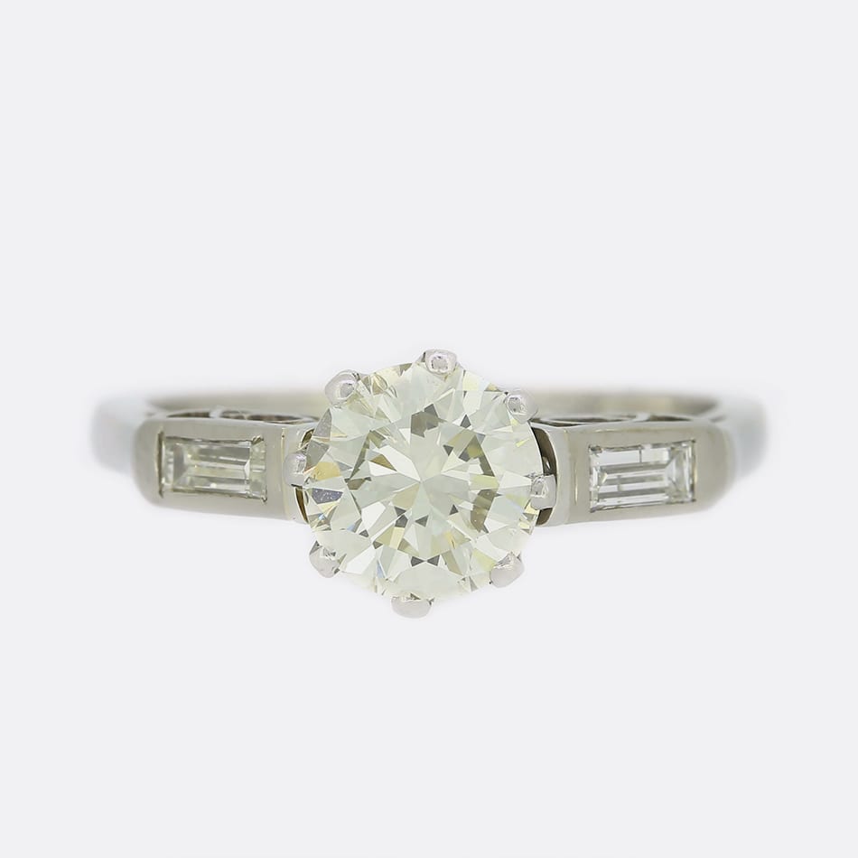 Art Deco 1.00 Carat Brilliant Cut Diamond Ring