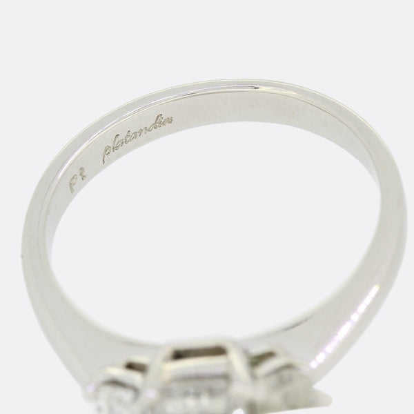 1.50 Carat Emerald Cut Diamond Three Stone Engagement Ring