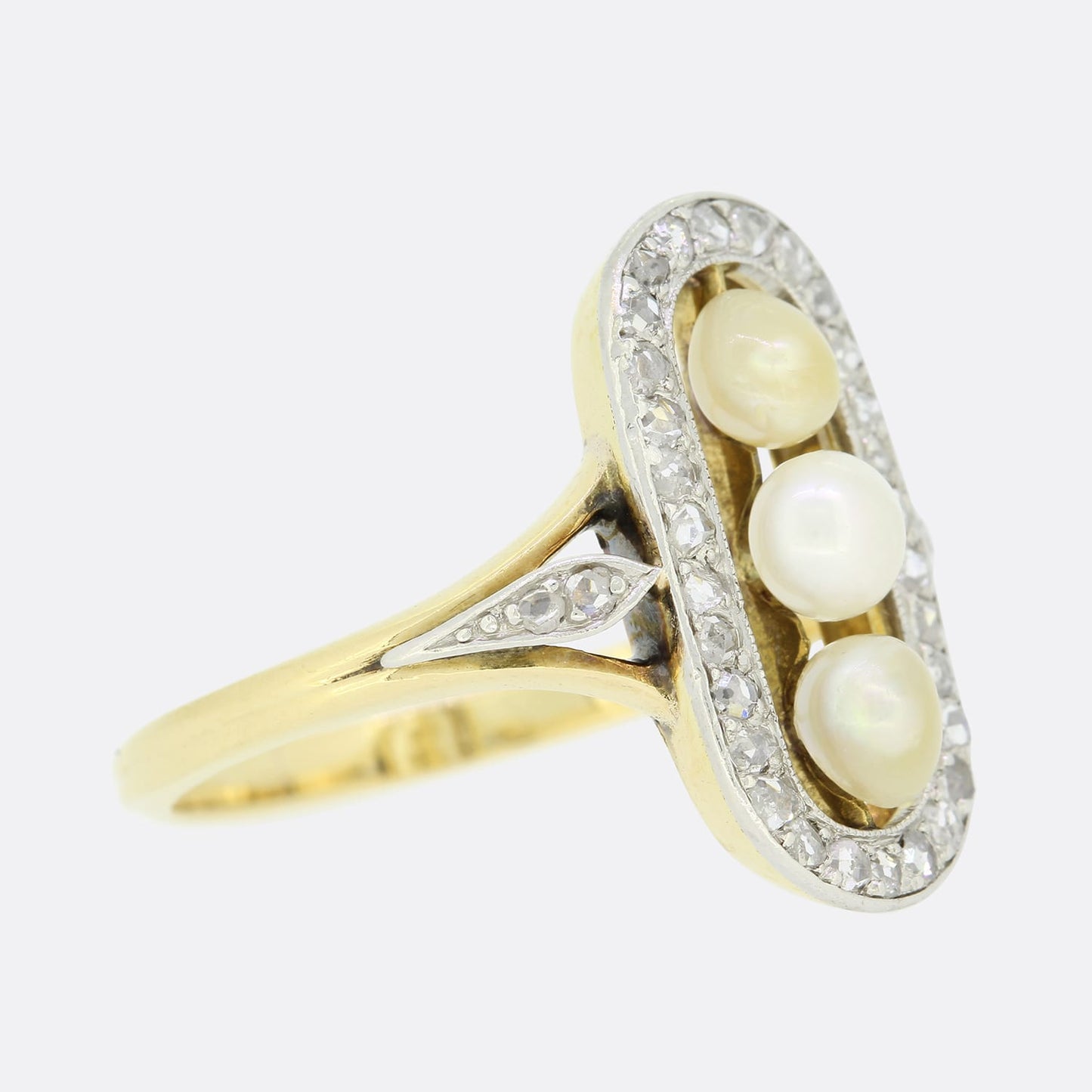 Edwardian Pearl and Diamond Tablet Ring