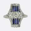 Art Deco Sapphire and Diamond Plaque Ring