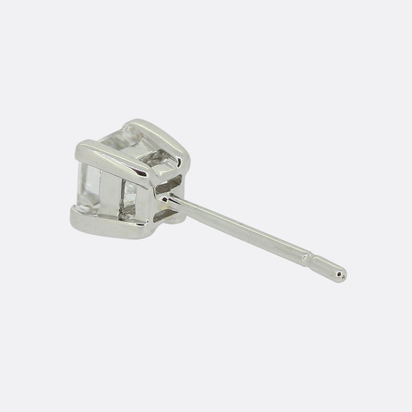 0.44 Carat Princess Cut Diamond Stud Earring