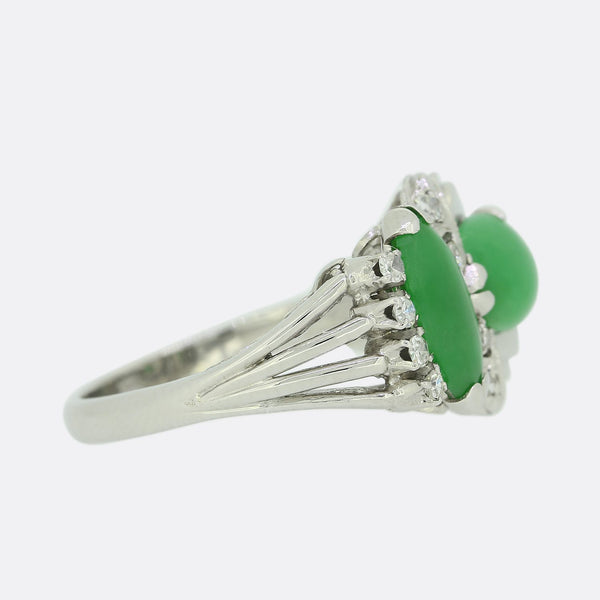 Abstract Jade and Diamond Ring