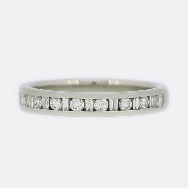 Baguette and Brilliant Cut Diamond Half Eternity Band