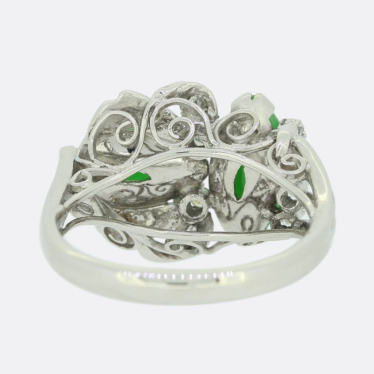 Abstract Jade and Diamond Ring