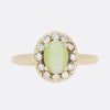 Cats Eye Chrysoberyl and Diamond Cluster Ring