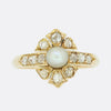Antique Natural Pearl and Diamond Cluster Ring