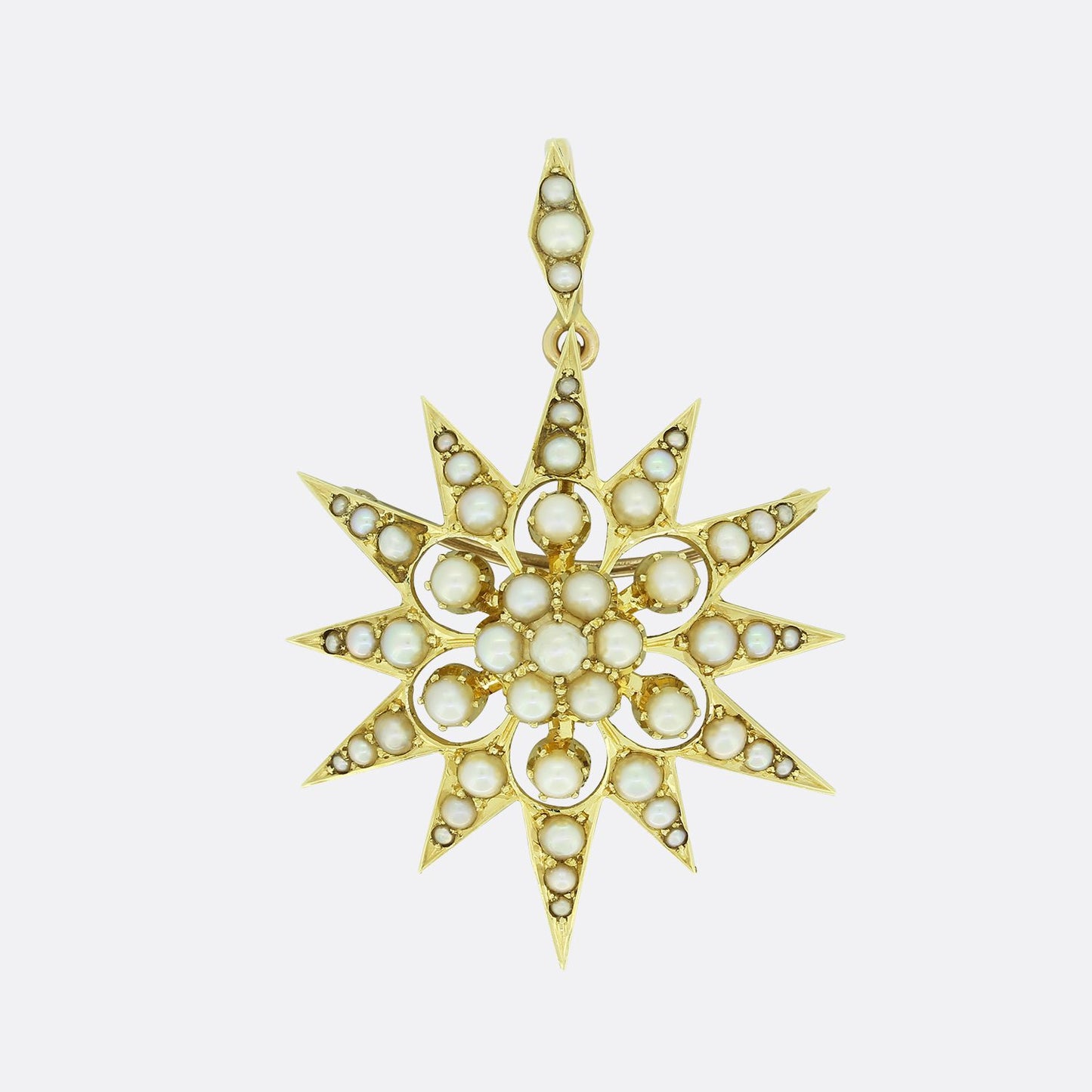 Victorian Pearl Star Pendant Brooch