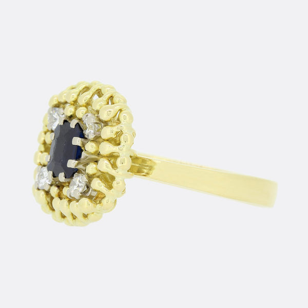 Vintage Sapphire and Diamond Cluster Ring