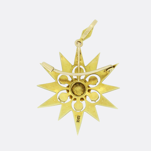 Victorian Pearl Star Pendant Brooch