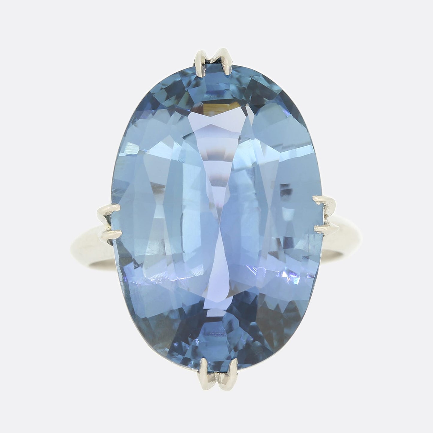 Unheated 18.51 Carat Oval Cut Sapphire Ring
