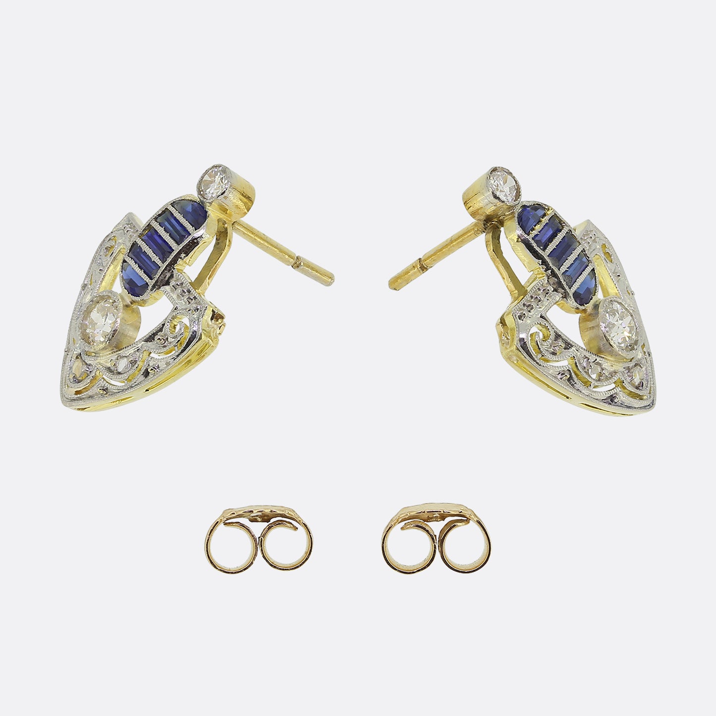 Edwardian Sapphire and Diamond Drop Earrings