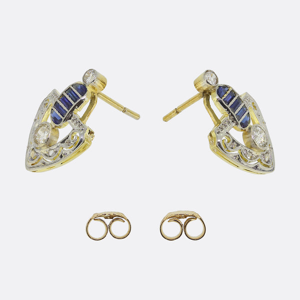 Edwardian Sapphire and Diamond Drop Earrings