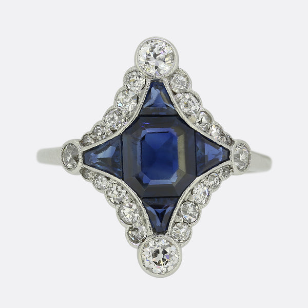 Art Deco Sapphire and Diamond Ring