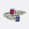 Art Deco Ruby Sapphire and Diamond Toi Et Moi Ring