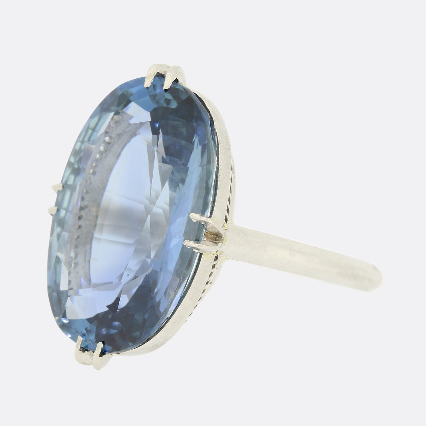 Unheated 18.51 Carat Oval Cut Sapphire Ring