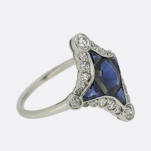 Art Deco Sapphire and Diamond Ring