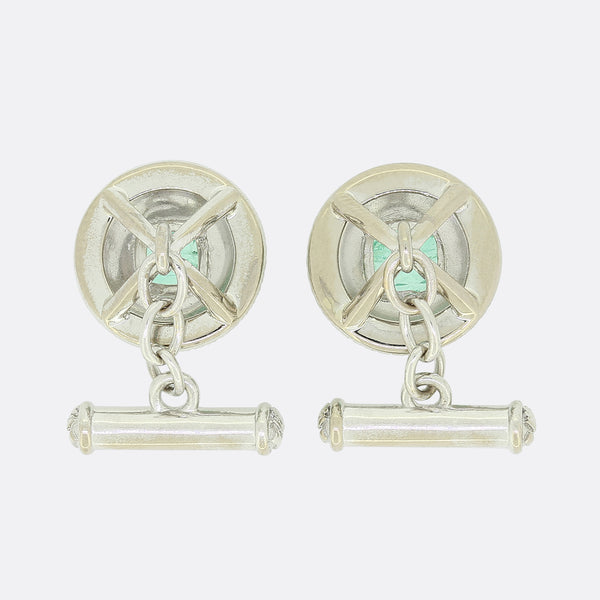 TVJ Emerald and Diamond Round Cufflinks