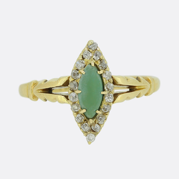 Victorian Turquoise and Diamond Navette Ring
