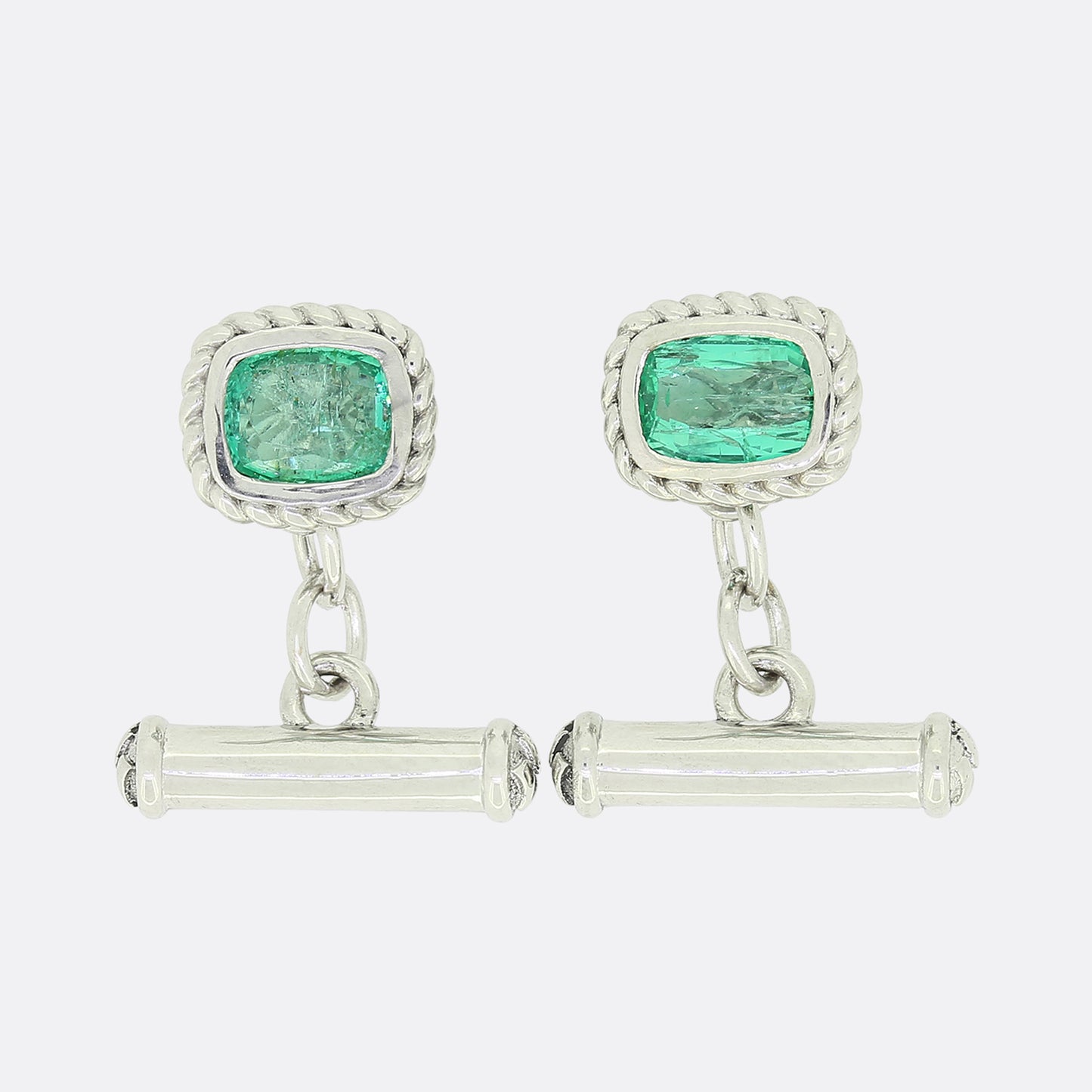 TVJ Cushion Cut Emerald Cufflinks