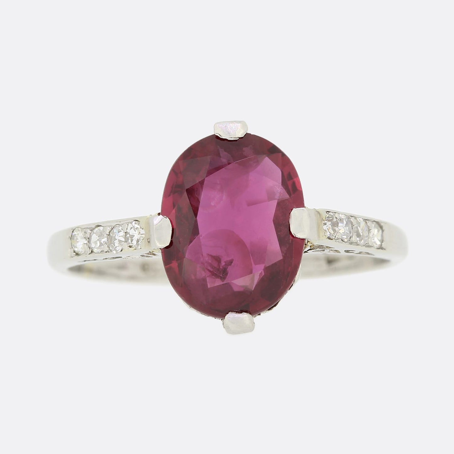 Art Deco 2.50 Carat Thai Ruby and Diamond Solitaire Ring