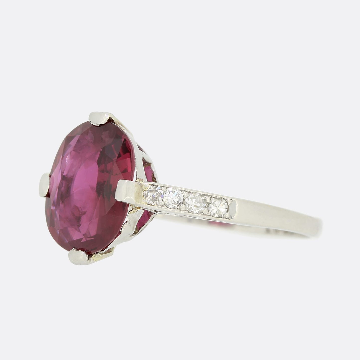 Art Deco 2.50 Carat Thai Ruby and Diamond Solitaire Ring