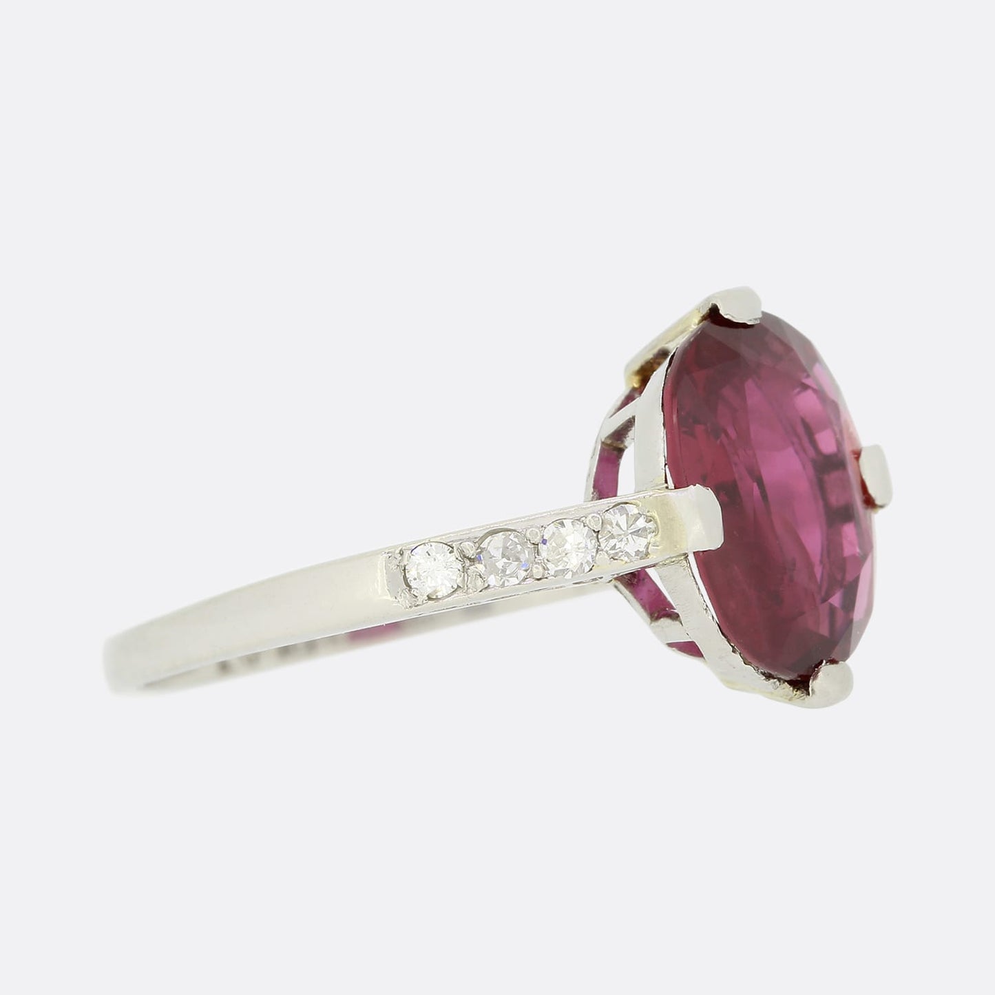 Art Deco 2.50 Carat Thai Ruby and Diamond Solitaire Ring