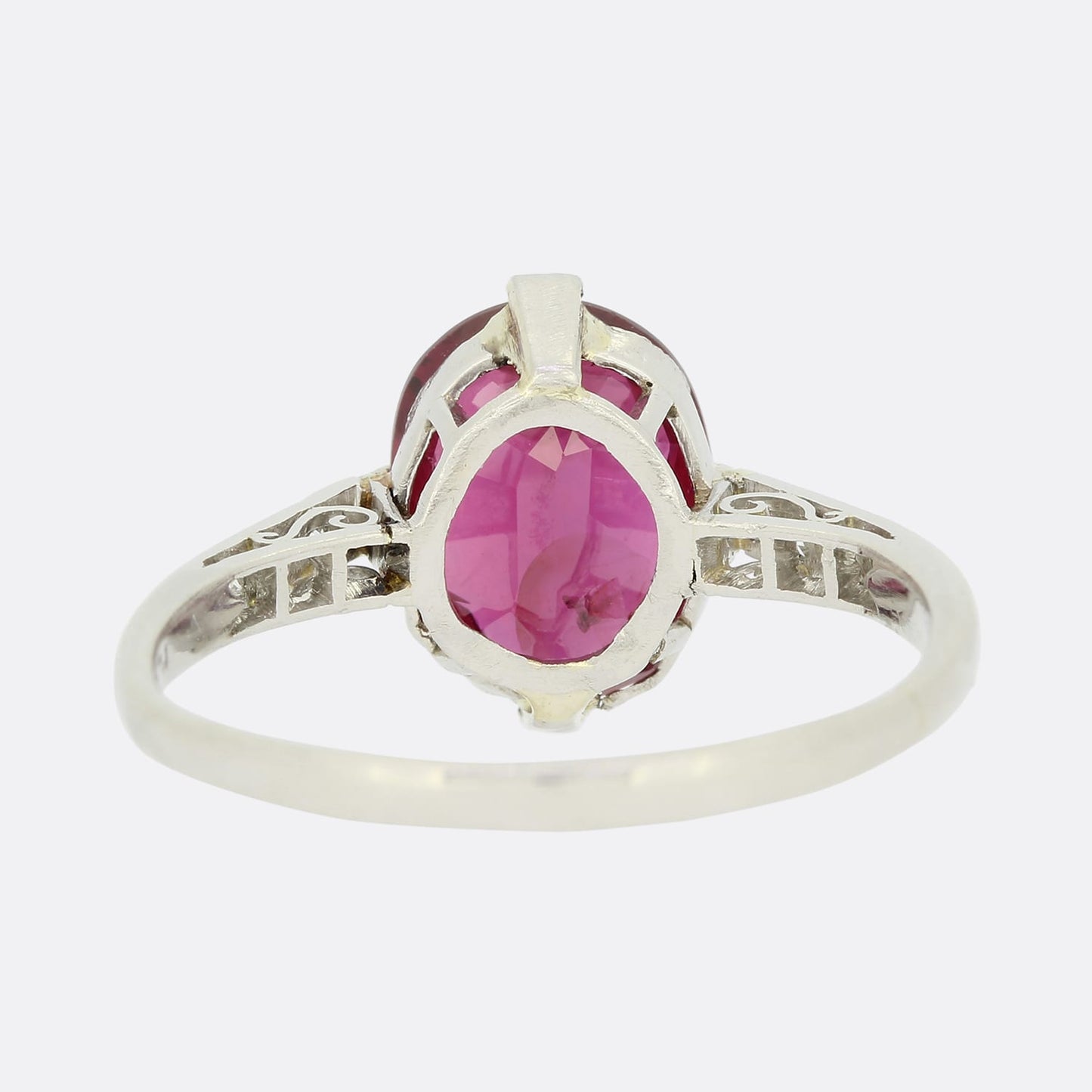 Art Deco 2.50 Carat Thai Ruby and Diamond Solitaire Ring